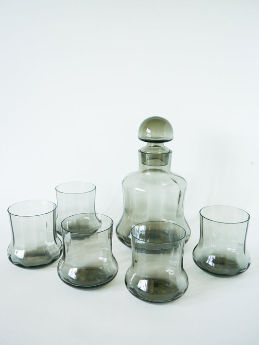 Ensemble composé d'une carafe et de 5 grands verres Long Drink, Design, 1960