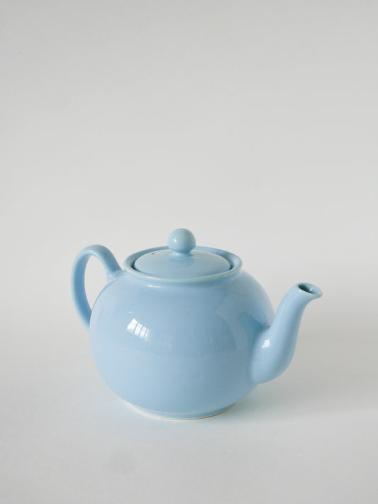 Grande théière en céramique, Bleu Ciel, Made in England, 1970