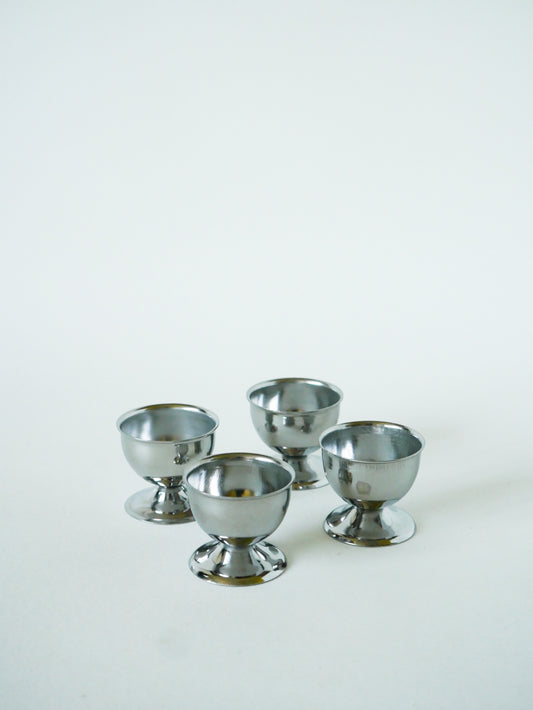 Lot de 4 coquetiers en inox, Design, 1970