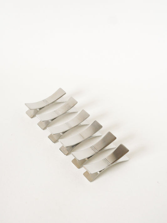 Ensemble de 6 porte-couteaux en inox brossé, Létang-Rémy, Design, 1950