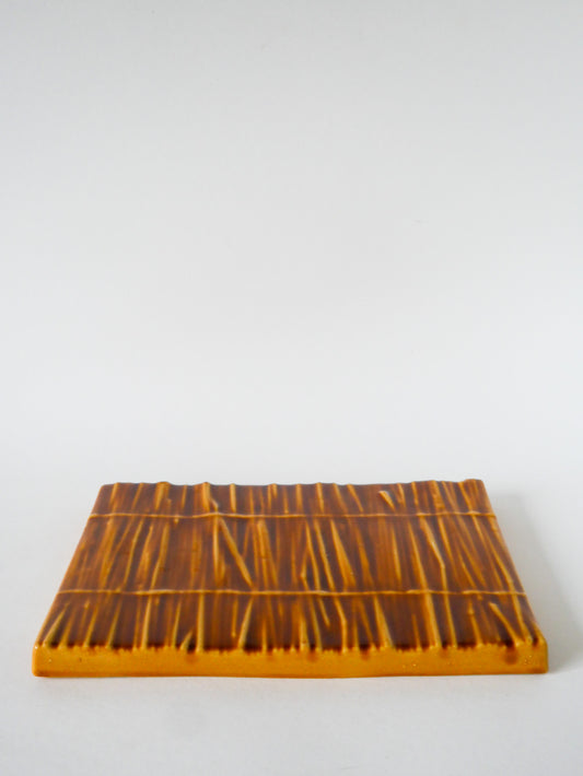 Grand dessous de plat en barbotine, modèle "Bambou", Design, 1970