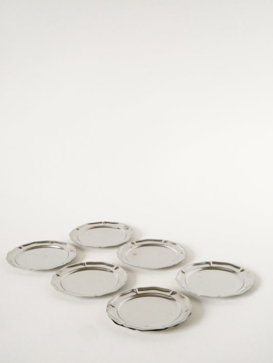 Lot de 6 dessous de verres en inox, 1970