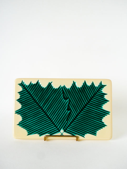 Dessous de plat en céramique modèle Feuille, Gien, 1960