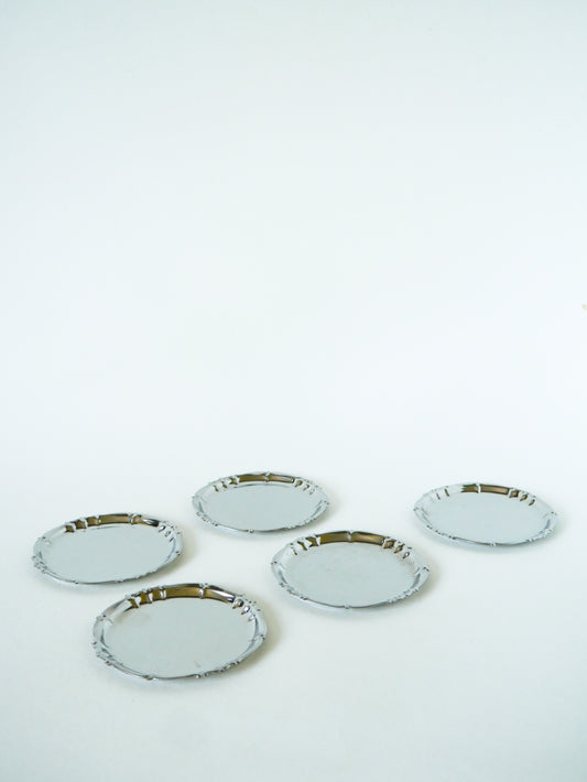 Lot de 5 dessous de verres dentelés en inox, 1970
