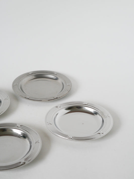 Lot de 4 dessous de verres en inox, Design, 1970 - 11.5 cm