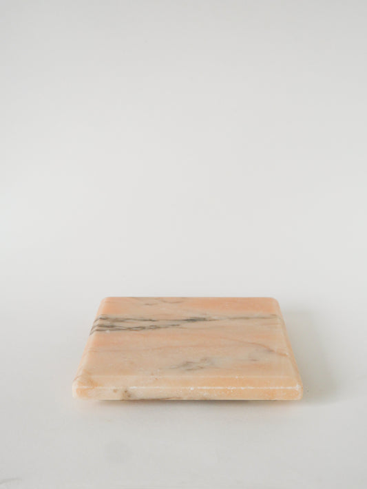 Dessous de plat carré en marbre, Beige, 1970