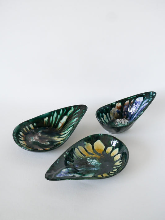 Trio de petits plats en céramique du Morvan, 1970