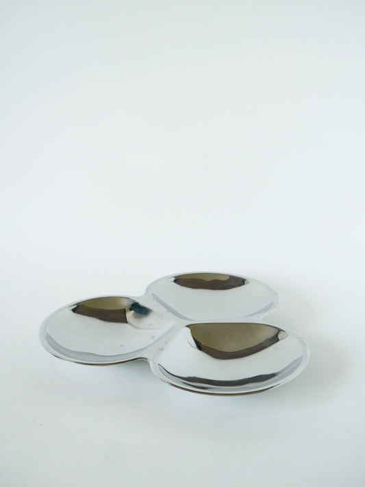 Présentoir triple en inox, Trèfle, Design, 1970