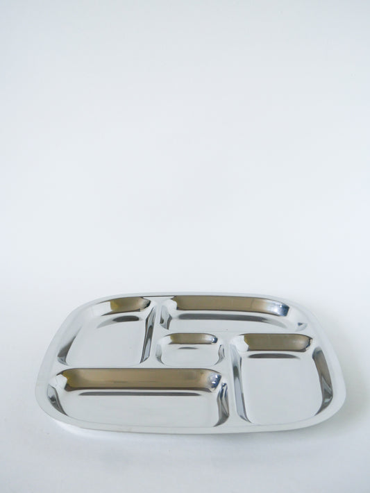 Présentoir à compartiments en inox, Carré, Design, 1970 - 27 cm