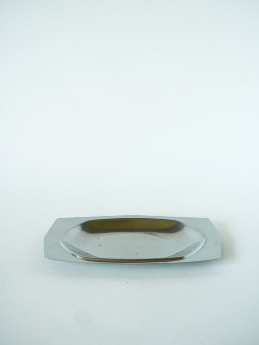 Petit plat en inox, Rectangulaire, Design, 1970 - 23 X 12 cm