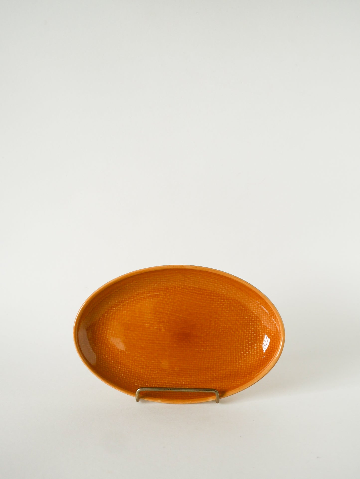 Ravier oval, effet tissé, Jaune Moutarde, Salins, 1950