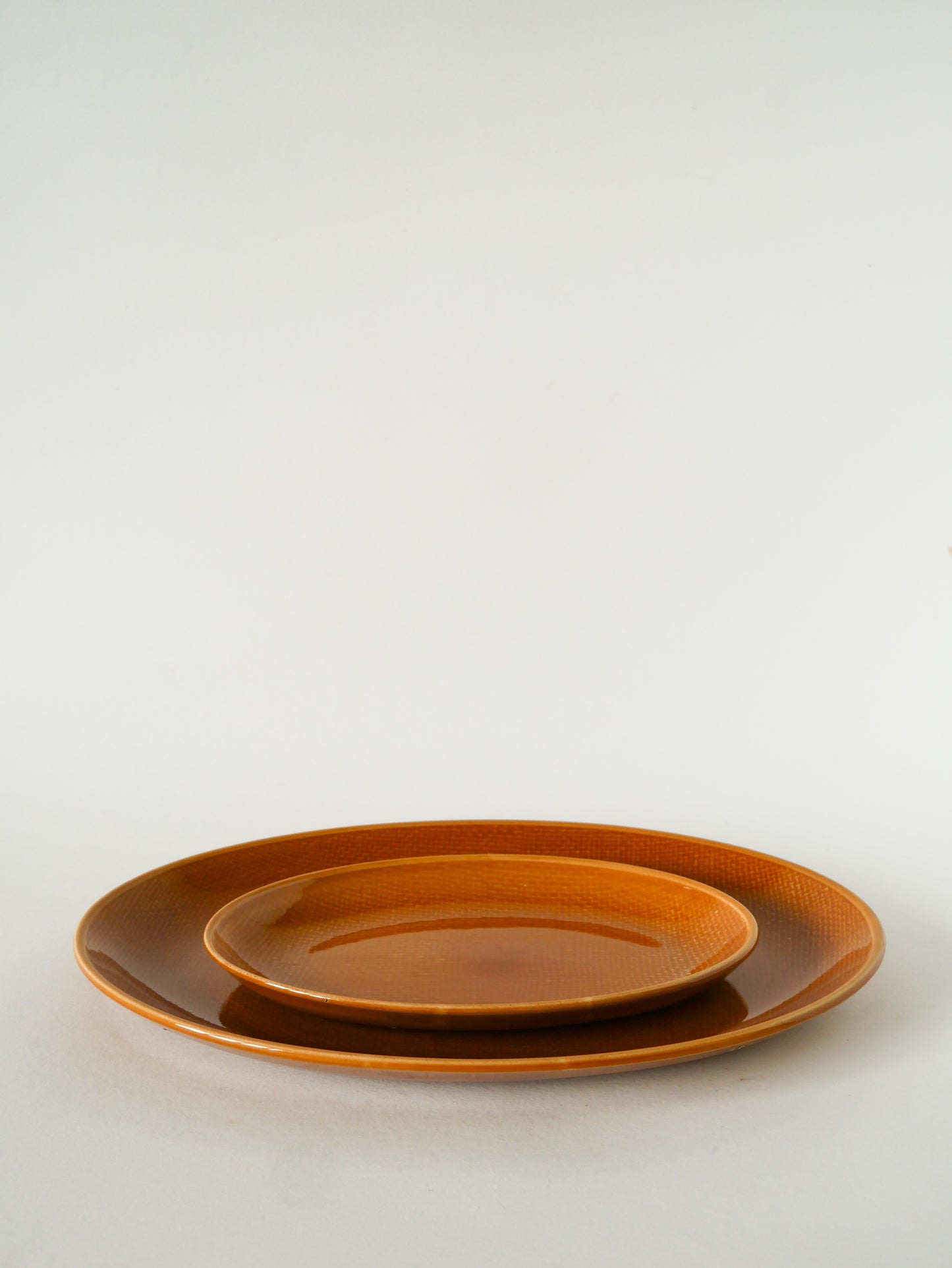 Ravier oval, effet tissé, Jaune Moutarde, Salins, 1950