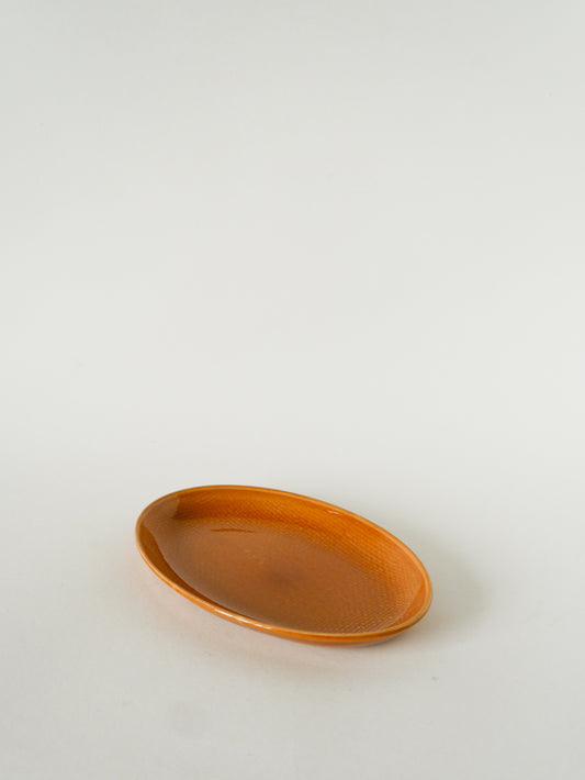 Ravier oval, effet tissé, Jaune Moutarde, Salins, 1950