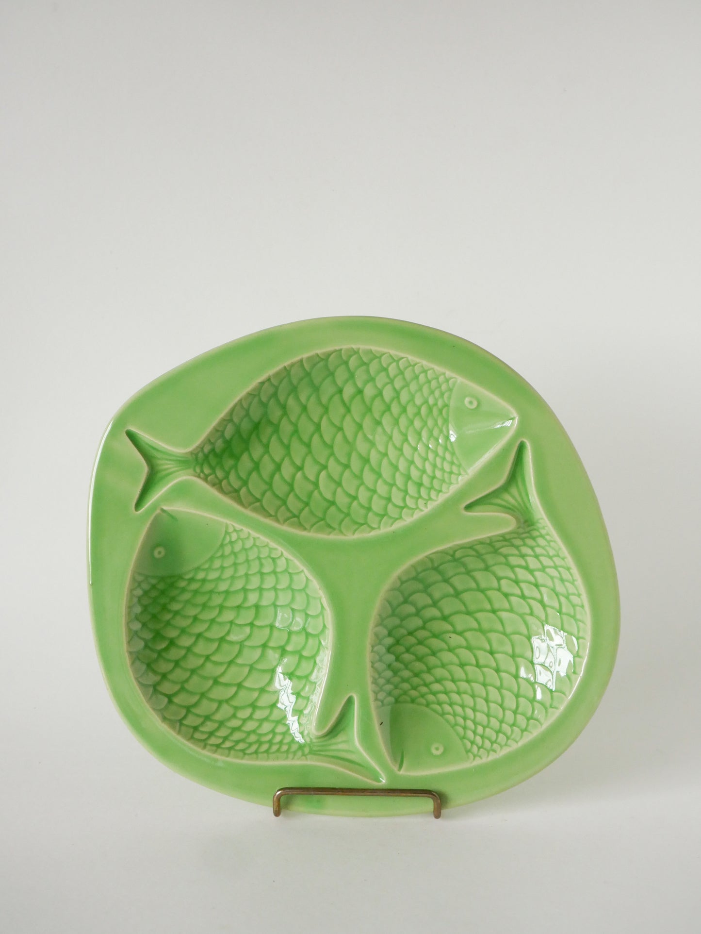Grand plat à compartiments, modèle Poisson, Vert Pomme, 1960