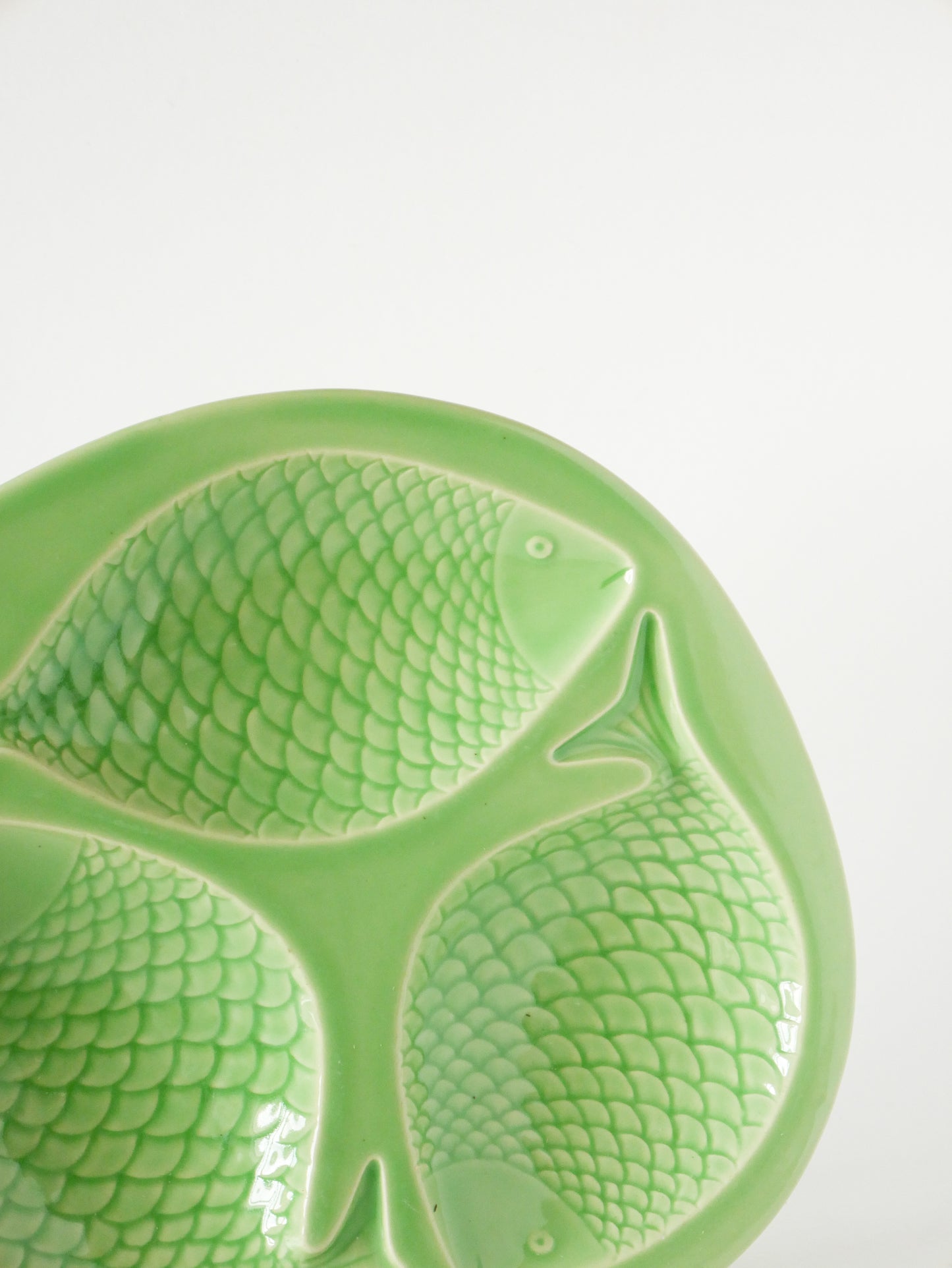 Grand plat à compartiments, modèle Poisson, Vert Pomme, 1960