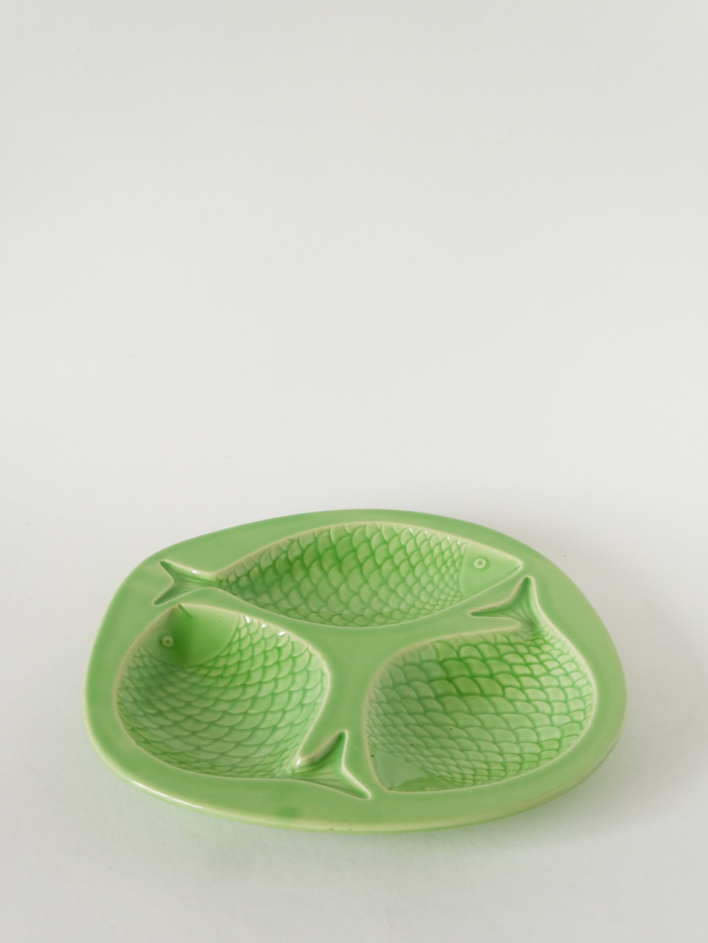 Grand plat à compartiments, modèle Poisson, Vert Pomme, 1960