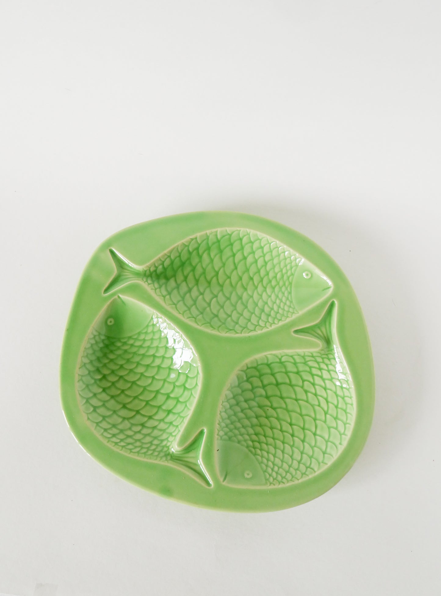 Grand plat à compartiments, modèle Poisson, Vert Pomme, 1960