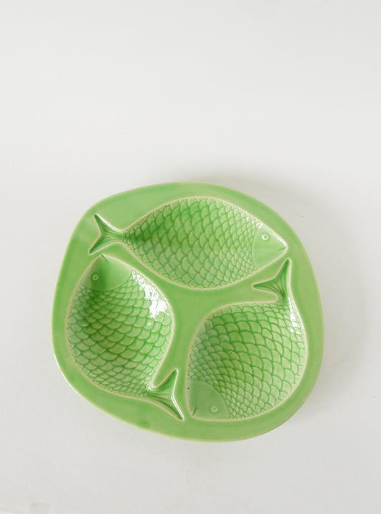 Grand plat à compartiments, modèle Poisson, Vert Pomme, 1960