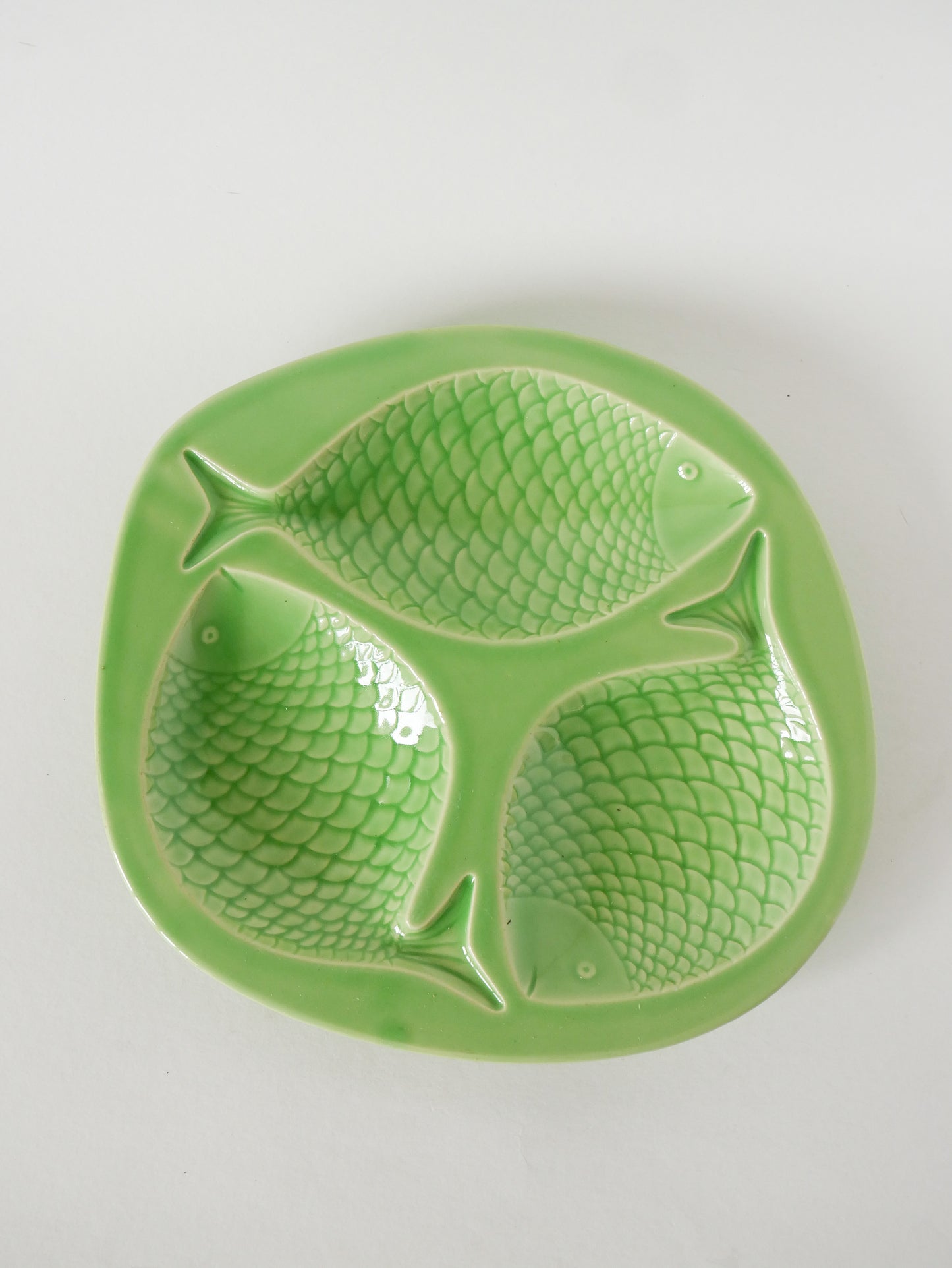 Grand plat à compartiments, modèle Poisson, Vert Pomme, 1960