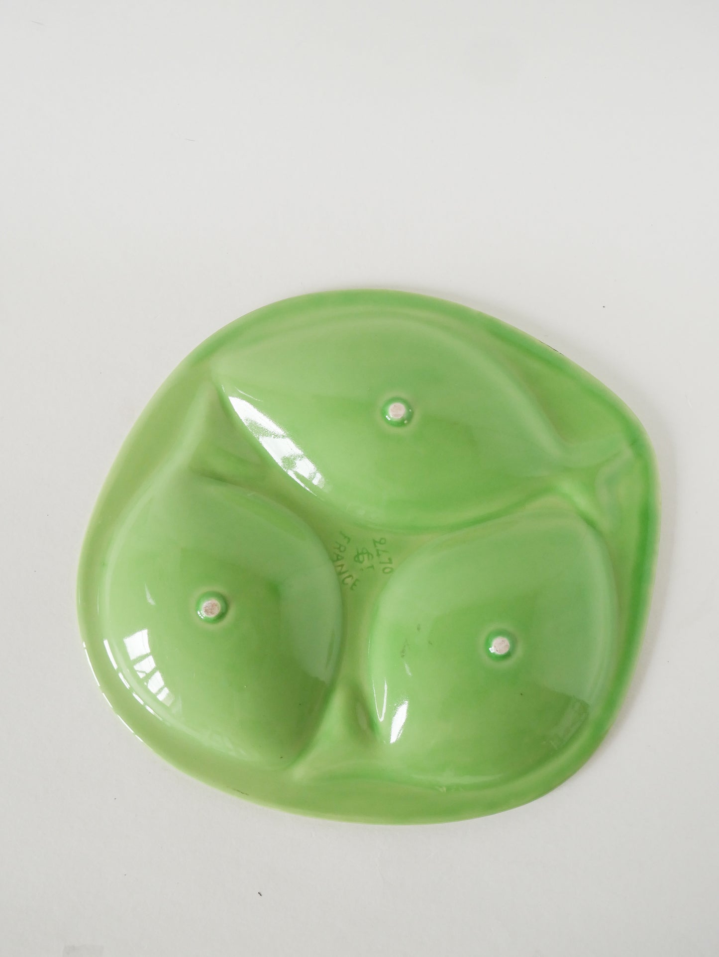 Grand plat à compartiments, modèle Poisson, Vert Pomme, 1960