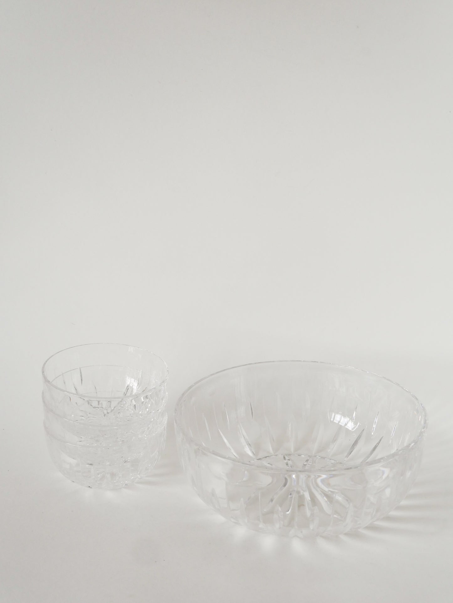 Grand saladier et trio de bols en Cristal Etzel, 1950