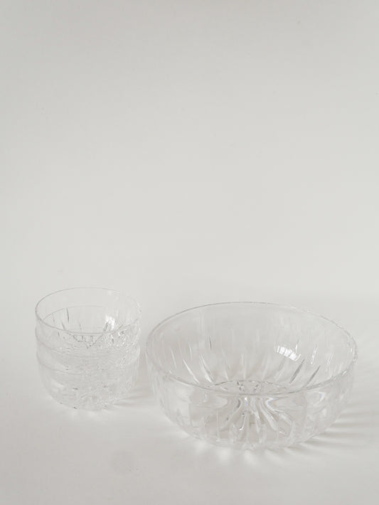 Grand saladier et trio de bols en Cristal Etzel, 1950