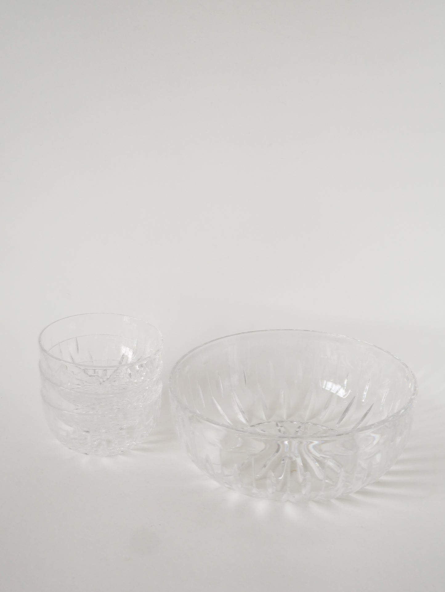 Grand saladier et trio de bols en Cristal Etzel, 1950