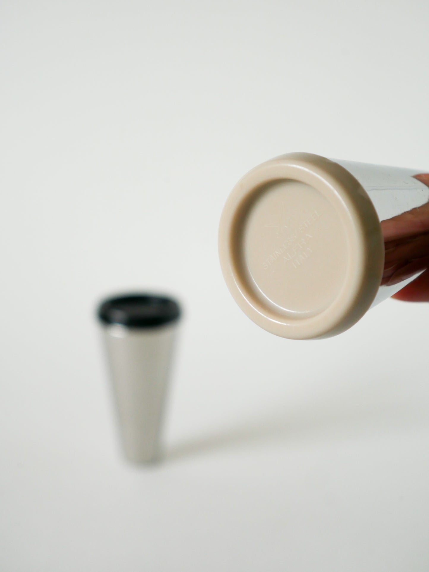 Sel & poivre Design en chrome et plastique, Made in Italy, dans le goût d'Alessi, 1970