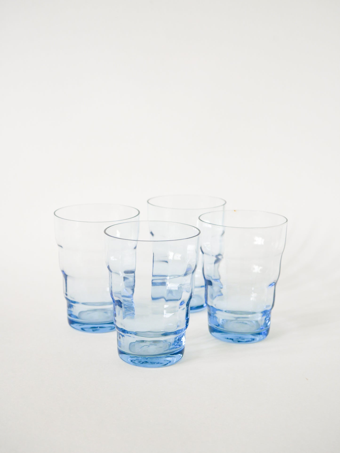 Lot de 4 verres à eau en verre bleu, Art Déco, 1930