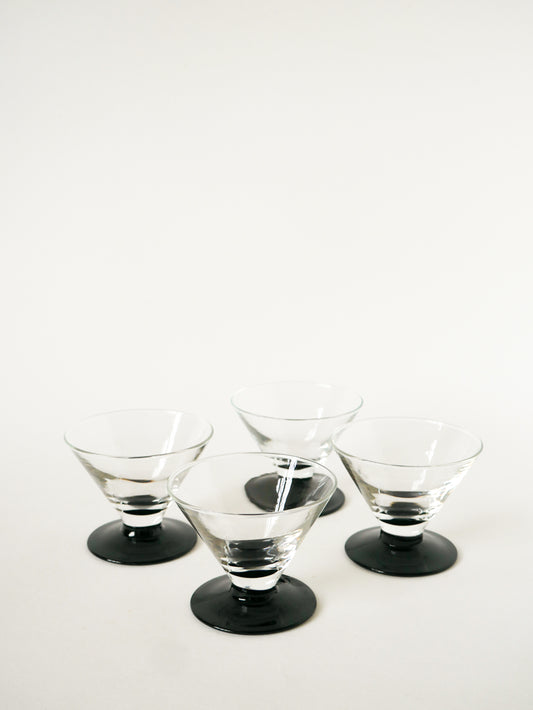 Lot de 4 coupes à champagne, Noir, Made in France, 1970