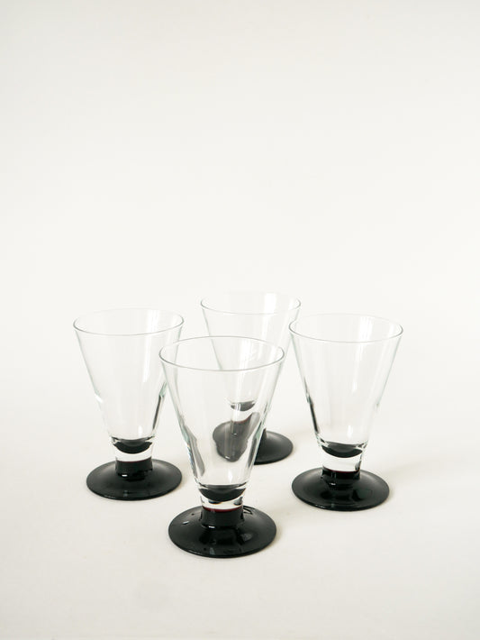 Lot de 4 verres à vin, Noir, Made in France, 1970