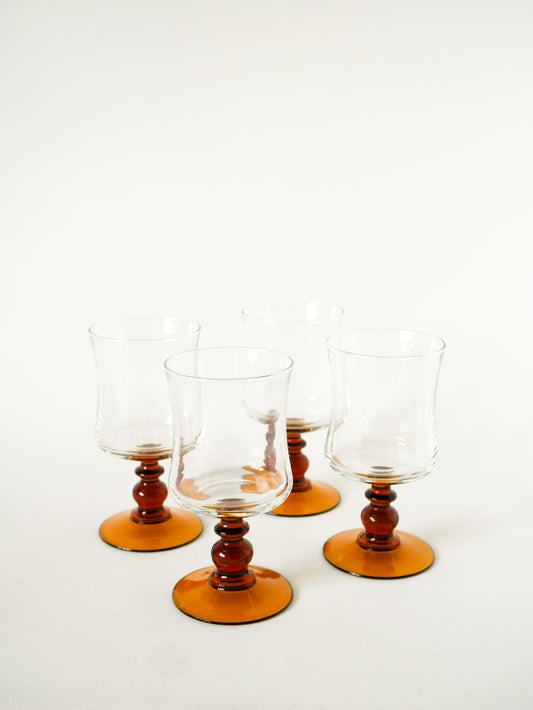Lot de 4 verres à vin, Ambré, 1970