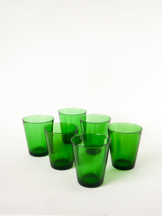 Lot de 6 verres à eau, Vert, Made in France, 1970