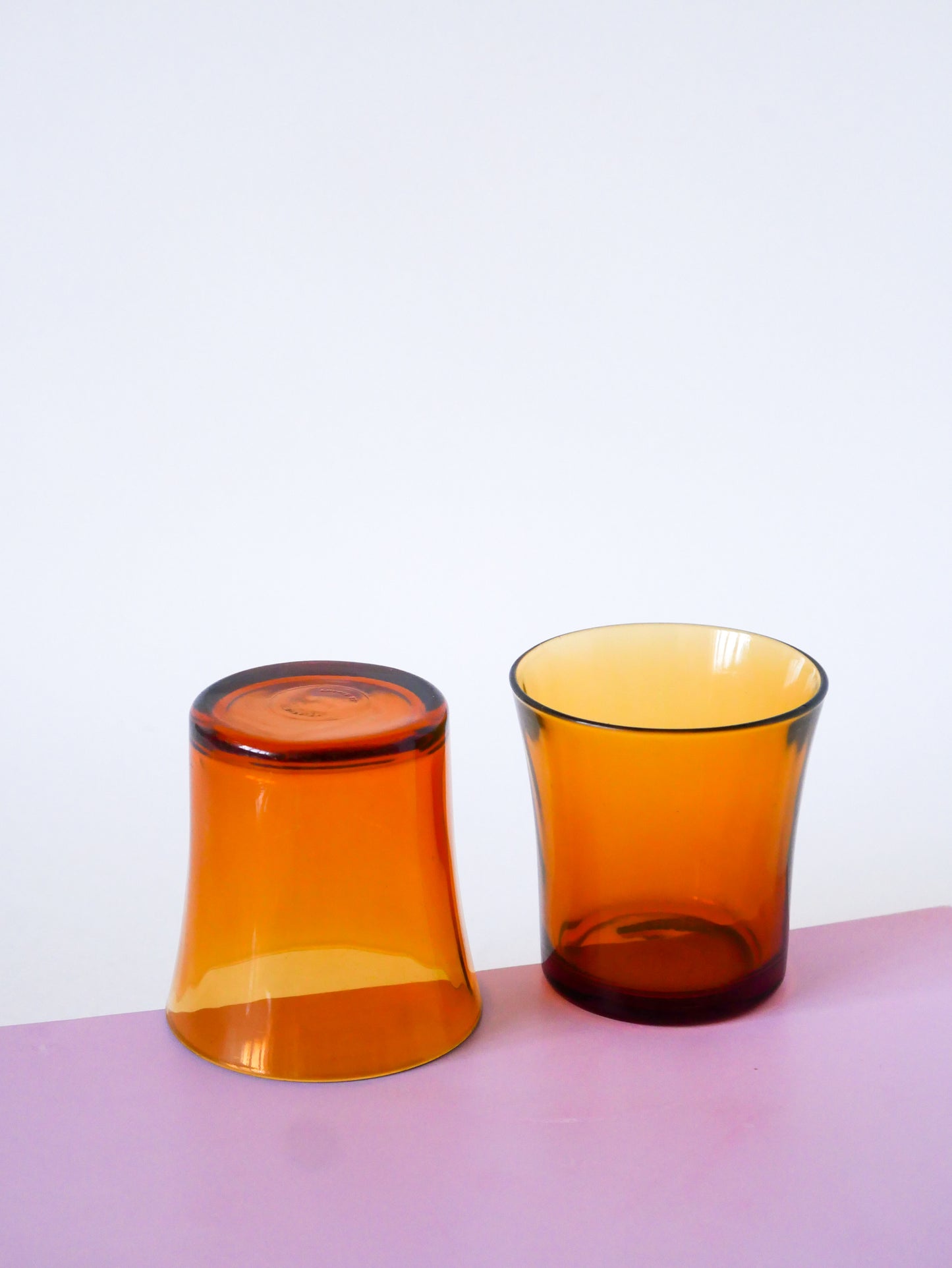 Lot de 4 verres à eau Duralex, Verre Ambré, 1970