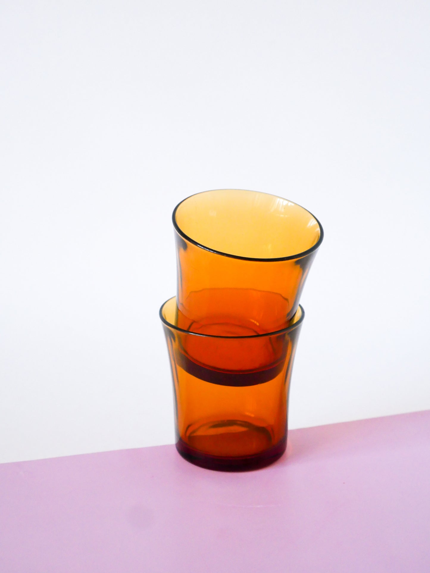 Lot de 4 verres à eau Duralex, Verre Ambré, 1970