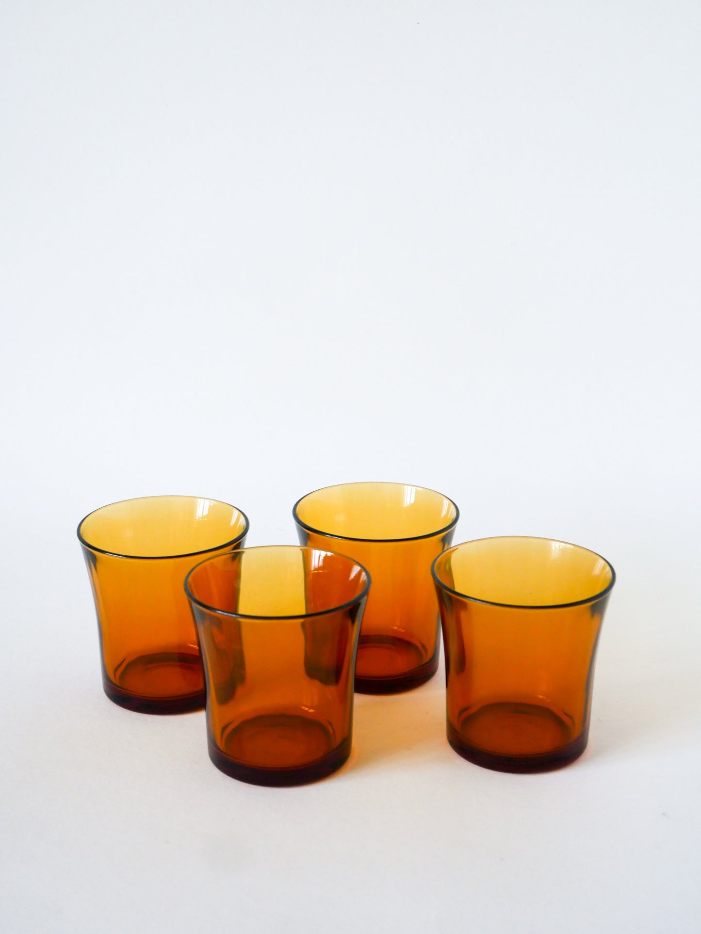 Lot de 4 verres à eau Duralex, Verre Ambré, 1970
