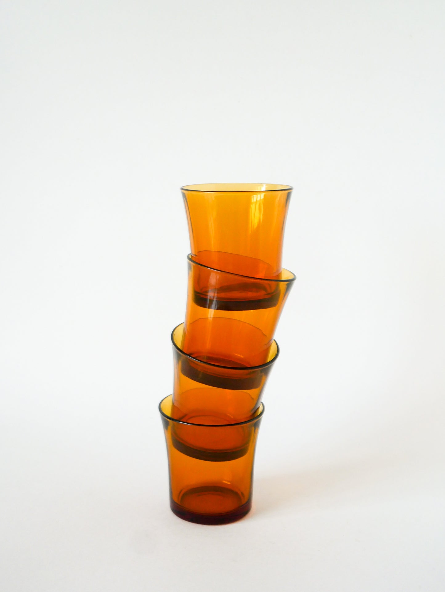 Lot de 4 verres à eau Duralex, Verre Ambré, 1970