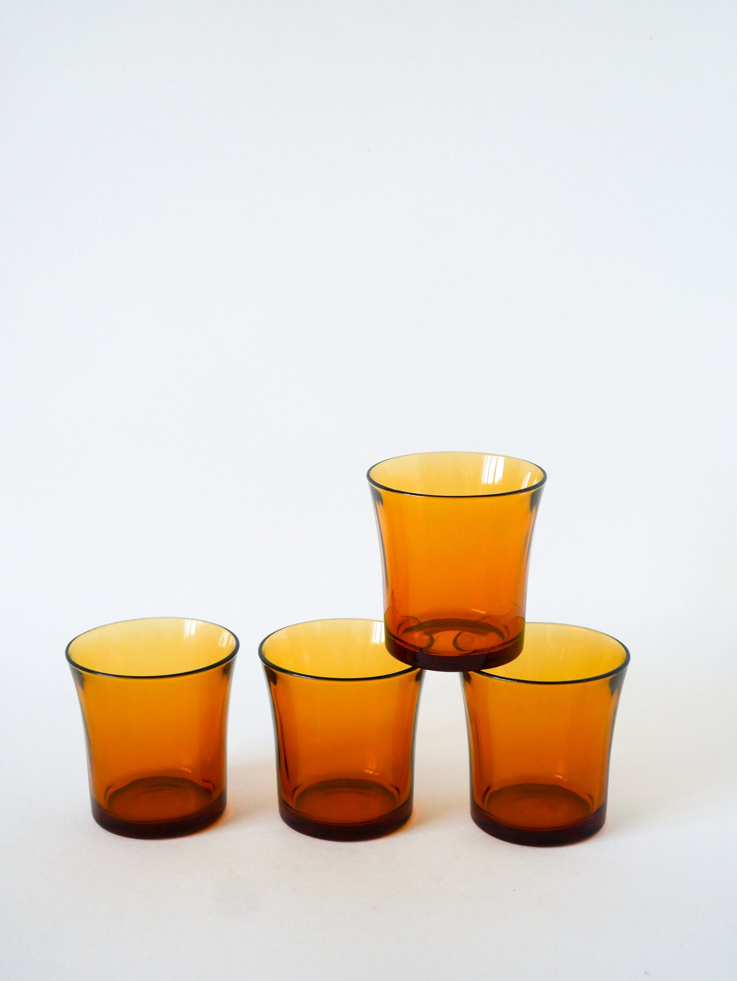 Lot de 4 verres à eau Duralex, Verre Ambré, 1970