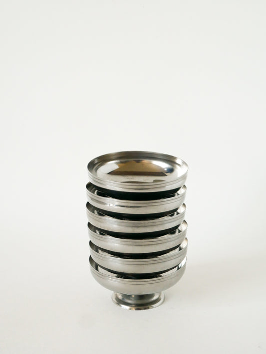 Ensemble de 6 coupes bassses en inox, Made in France, Design, 1970