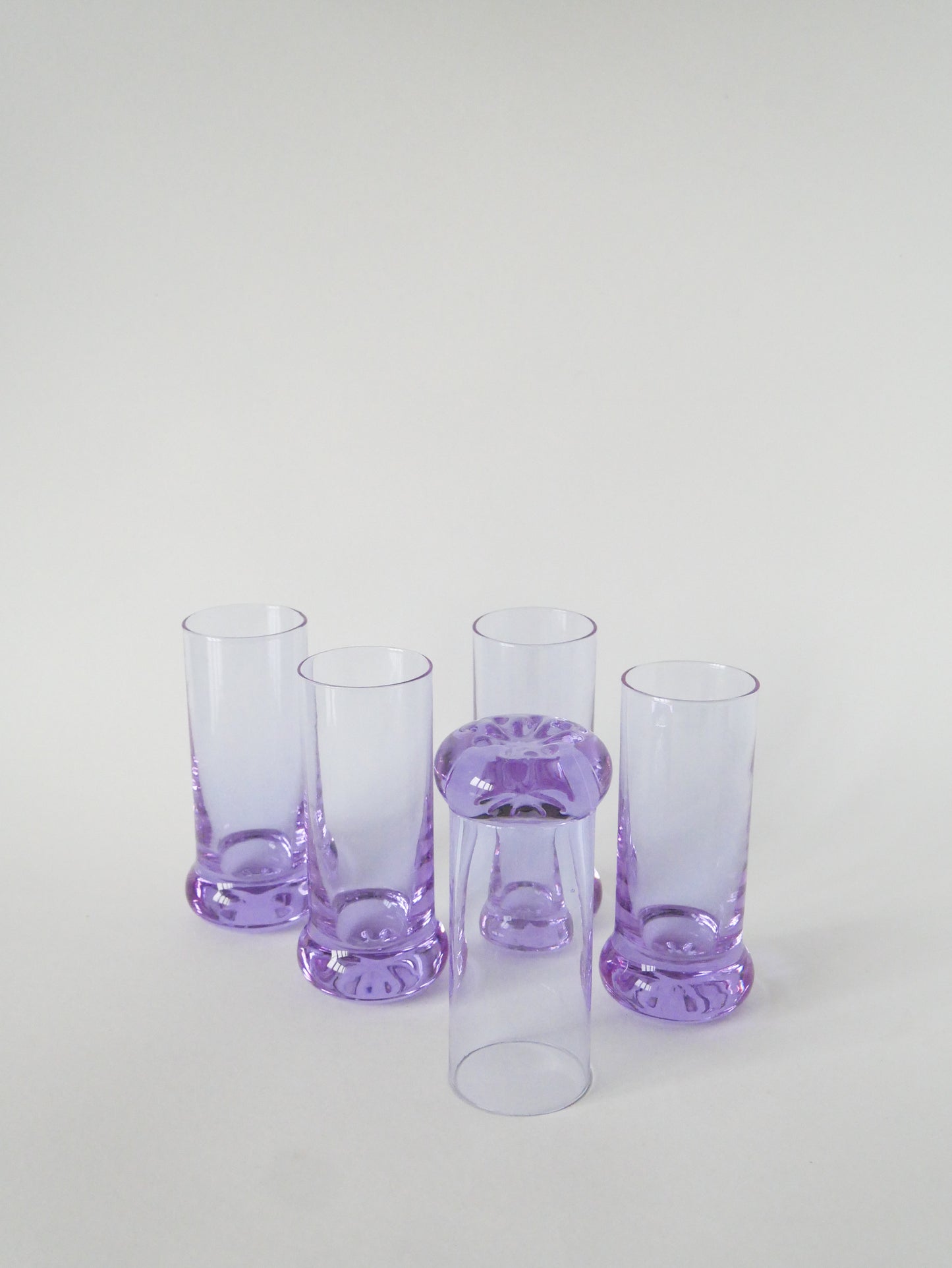 Ensemble composé de 5 verres à cocktails et d'un seau à glace, Violet et Chrome, Made in Italy, 1960