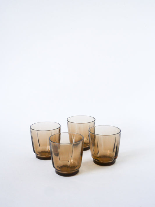 Lot de 4 verres à eau en verre fumé Duralex, 1970