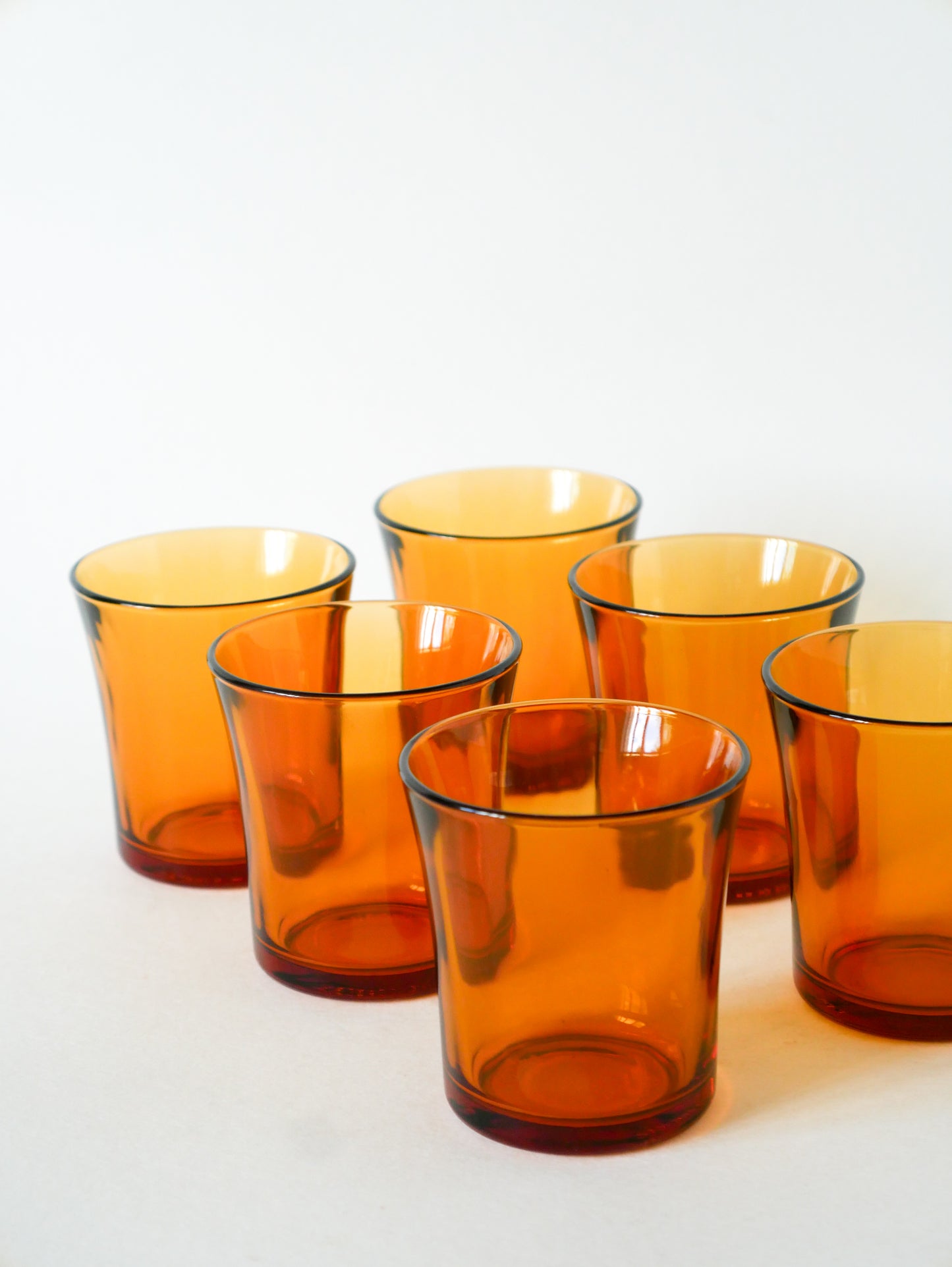Lot de 6 verres à eau Duralex en verre ambré, 1960