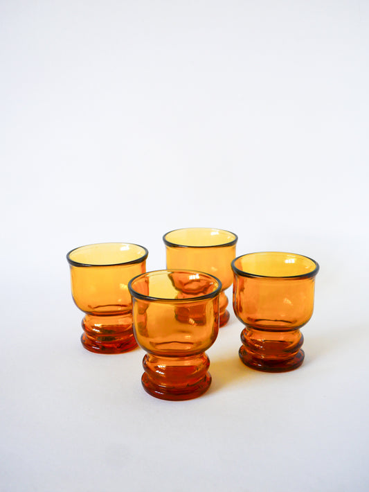 Lot de 4 verres à eau en verre ambré, Pernod, 1970