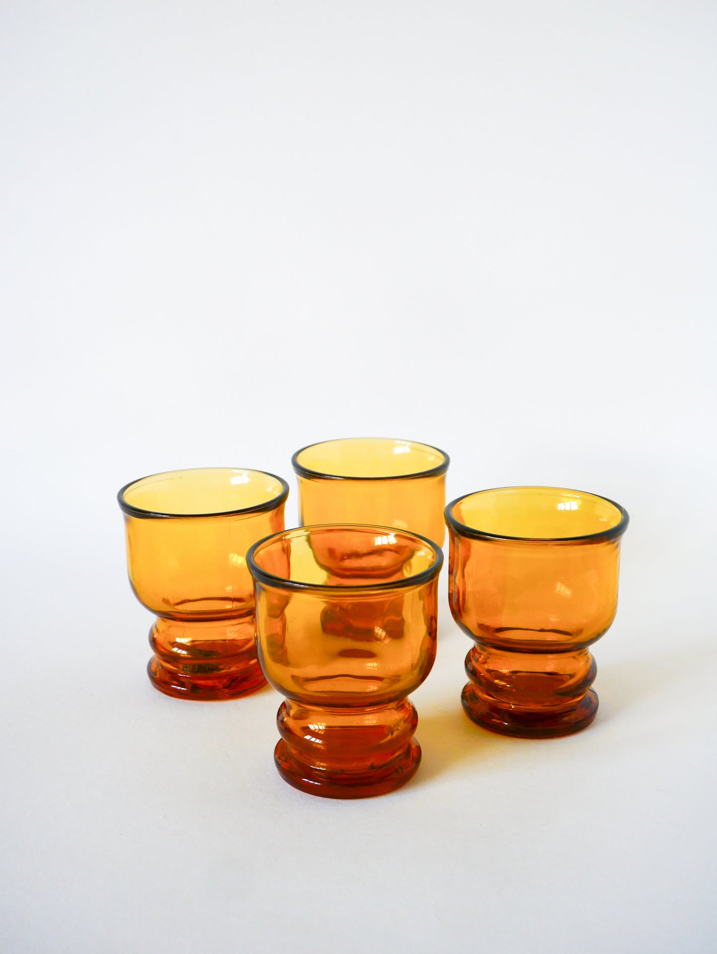 Lot de 4 verres à eau en verre ambré, Pernod, 1970