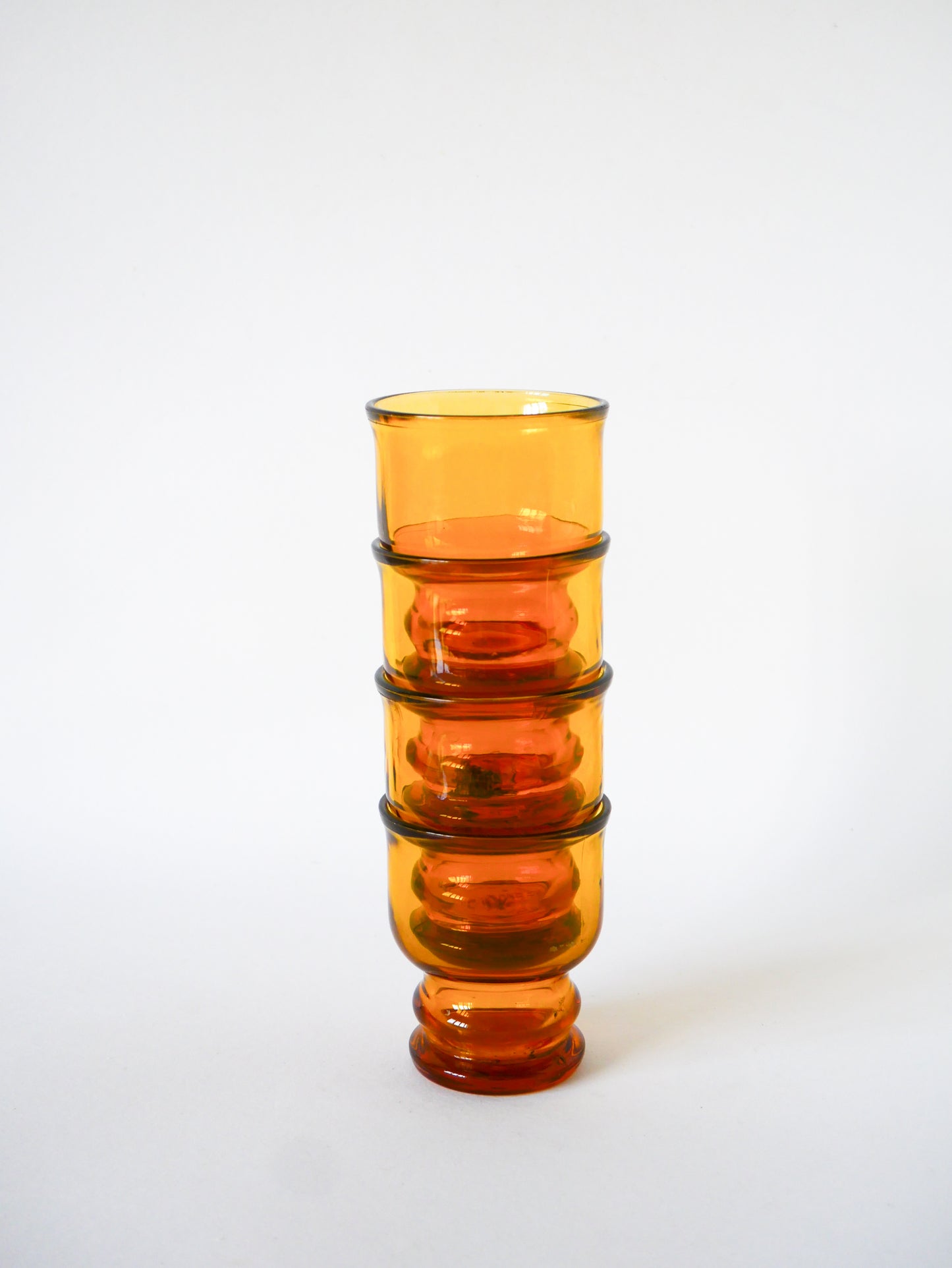 Lot de 4 verres à eau en verre ambré, Pernod, 1970