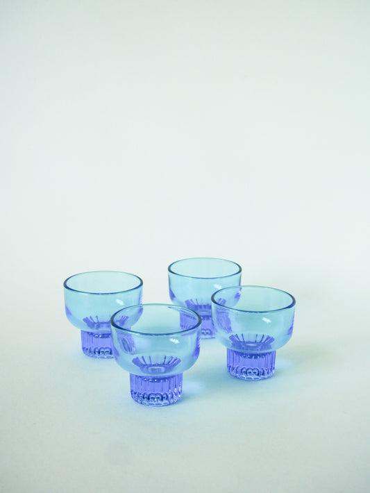 Lot de 4 petits verres, Turquoise, 1970
