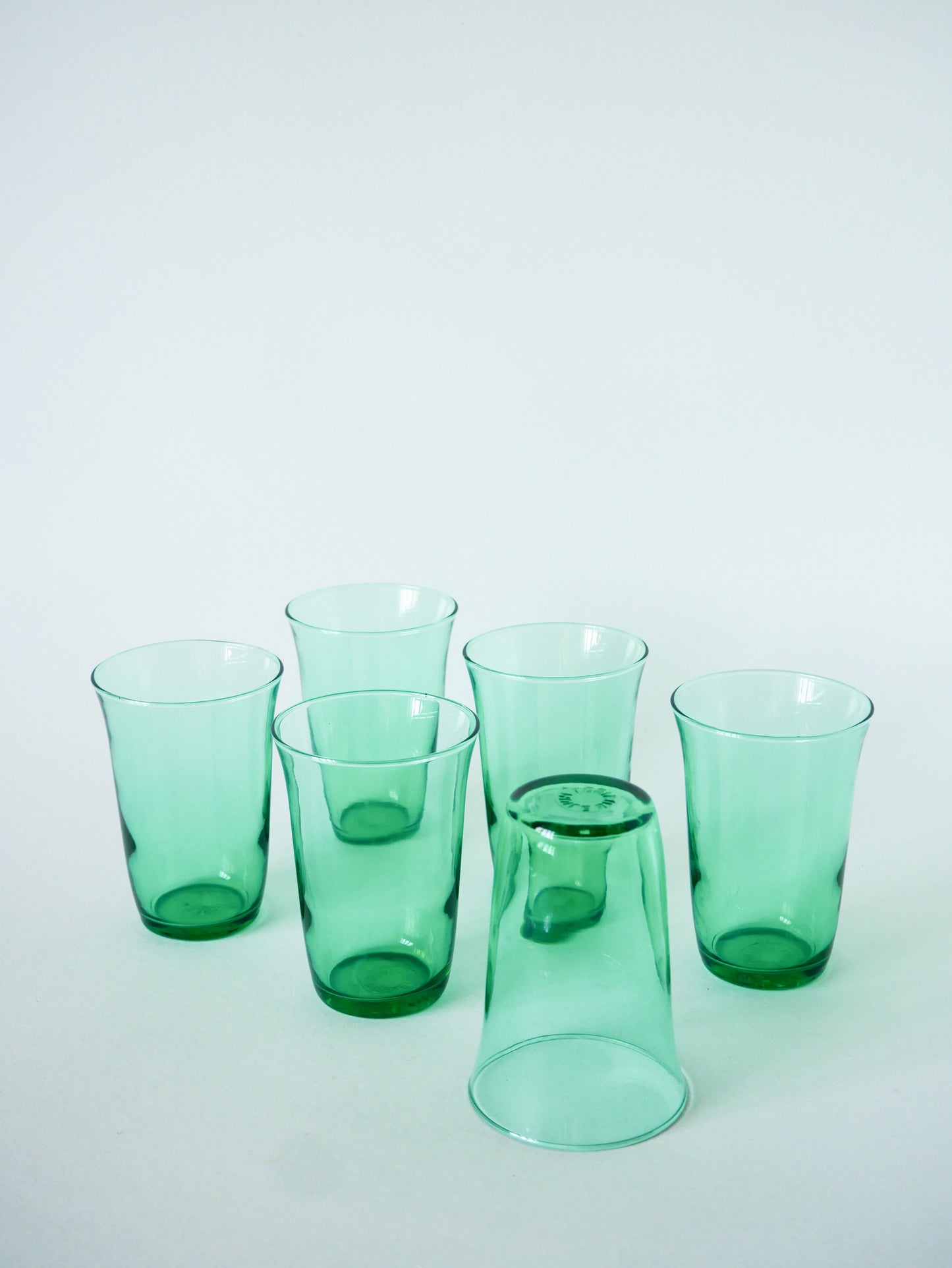 Lot de 6 verres à eau, Vert, 1970 - 10 X 6.5 cm