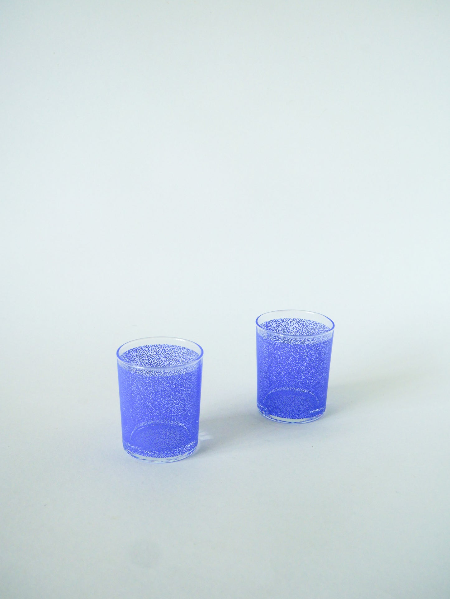 Lot de 6 petits verres à eau, Moucheté Bleu, 1970