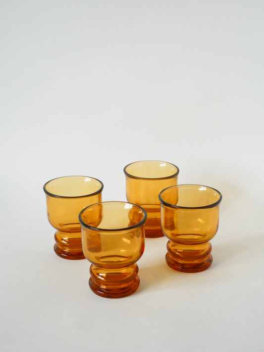 Lot 4 verres à eau en verre ambré, Pernod, 1970
