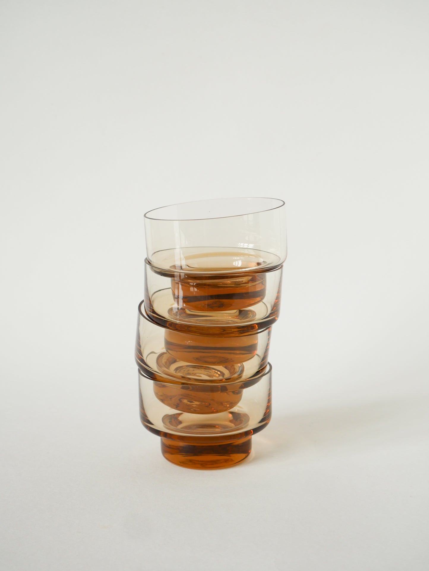 Lot de 4 coupes en verre, Ambre Rose, Design, 1970